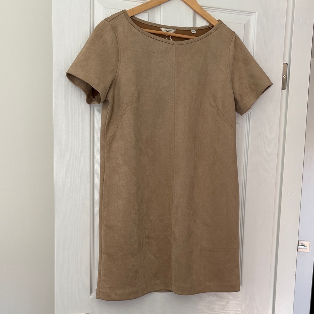 NWT Max Studio Taupe Faux Suede Mini Shift Dress